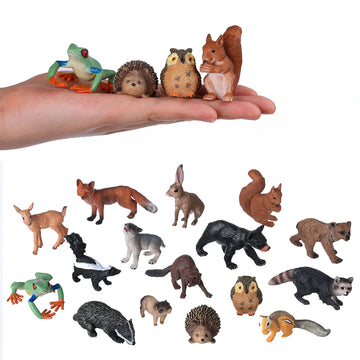 JOKFEICE Small Animal Figures for Kids, 16PCS Realistic Forest Animals Baby Figurines, Woodland Creatures Figurines, Educational Toys for Science
