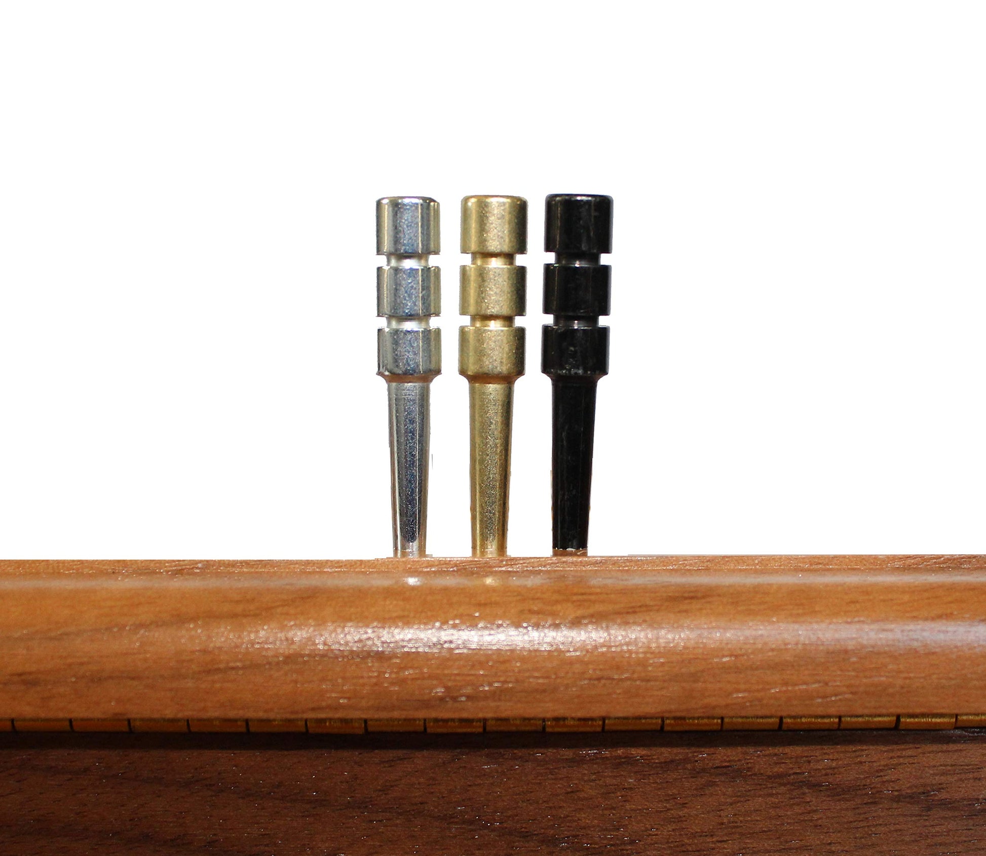 WE Games King-Sized Ultimate Cribbage Pegs - Set of 6 (2 Brass, 2 Silver, 2 Black)