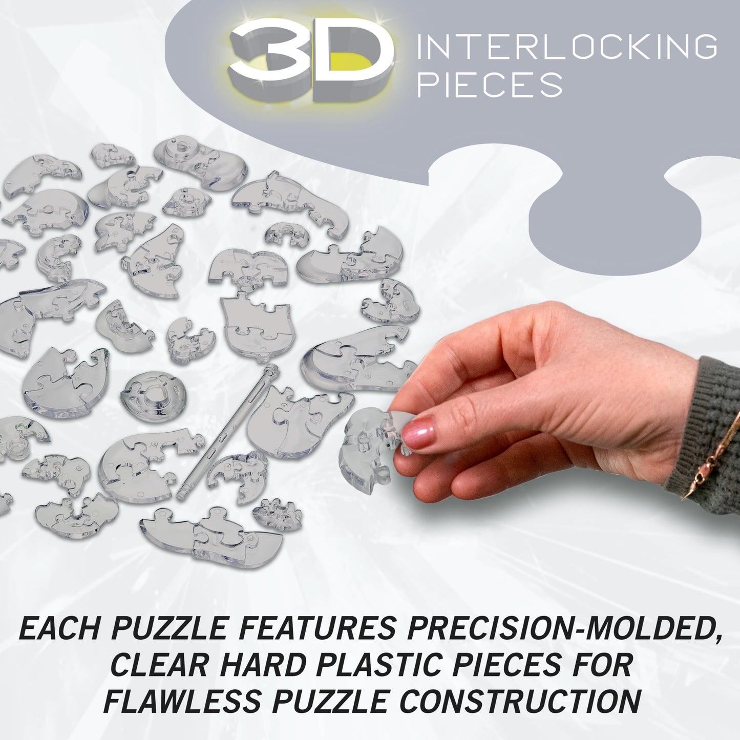 Thinker Crystal 3D Puzzle, 41-Piece Brain Teaser, Ages 12+