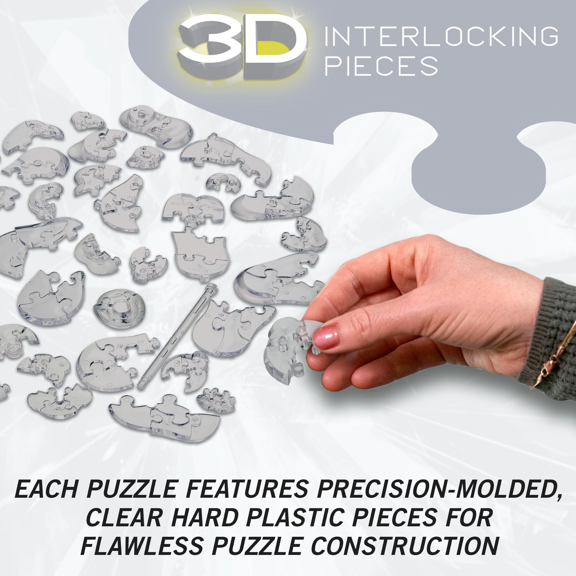 Thinker Crystal 3D Puzzle, 41-Piece Brain Teaser, Ages 12+
