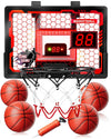 Indoor Basketball Hoop Pro for Kids, Over The Door Basketball Hoop with LED Light/Scoreboard/4 Balls- Upgraded Anti-Impact Backboard, Basketball Toys