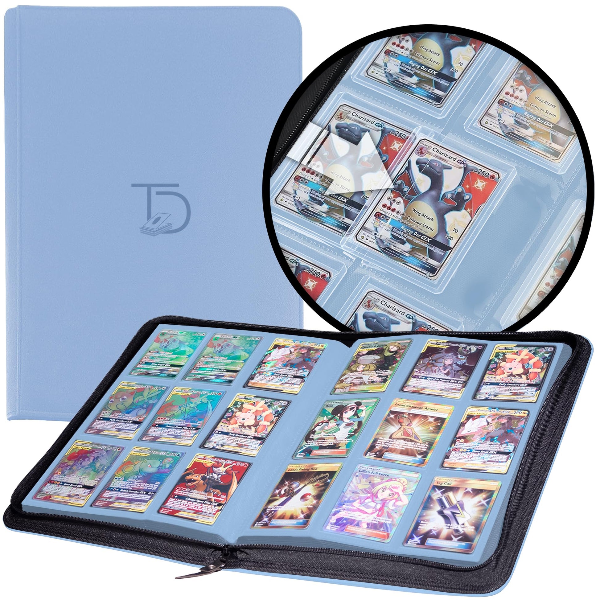 TopDeck 200 TopLoader Binder - 9 Pocket Card Binder Album - TCG Secure Storage Sleeves - Compatible with Yugioh, Magic the Gathering, Pokemon and More
