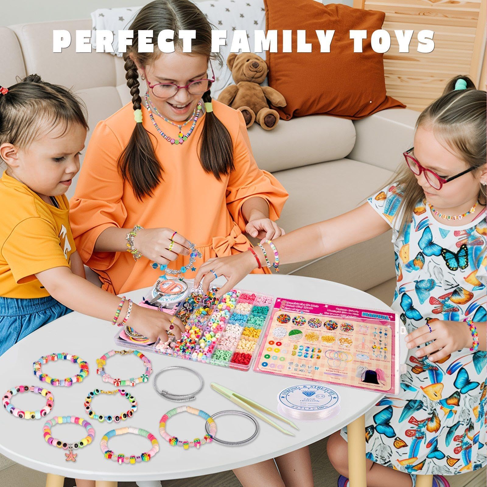 Krevix Toys Bracelet Making Kit for Girls, 3500pcs Beads for Charm Jewelry Making Kit Supplies, Unicorn/Mermaid Crafts for Girls Arts and Crafts