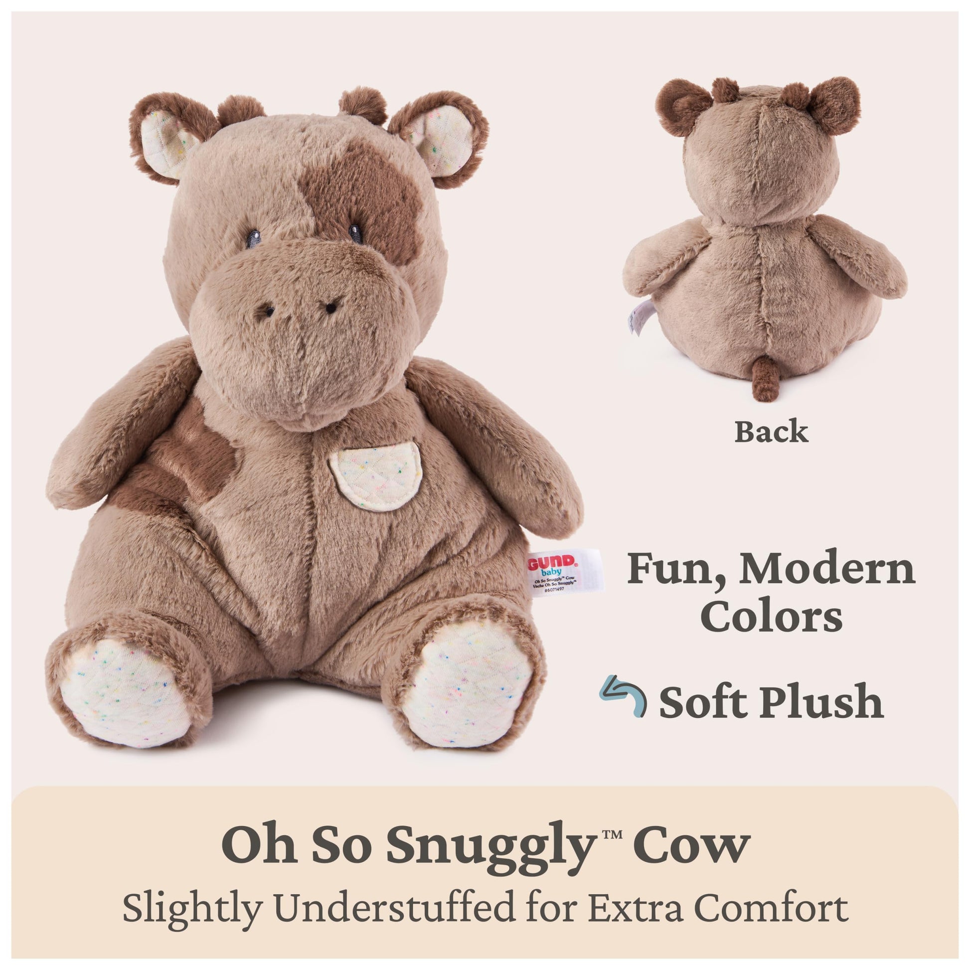GUND Baby Oh So Snuggly Cow Plush, Cow Stuffed Animal for Babies and Infants, Brown, 12.5”