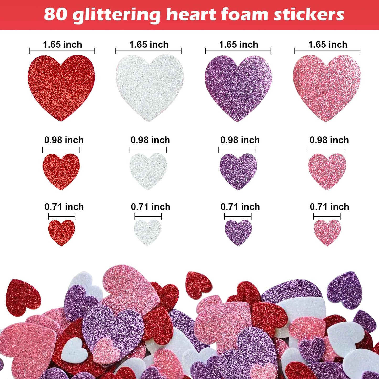 mufanyu 200 Pcs Valentines Day Crafts Gifts Set with 100 Heart Doilies, 20 Foam Hearts, 2 Bags Valentine Foam Stickers, DIY Crafts Scrapbook Supplies