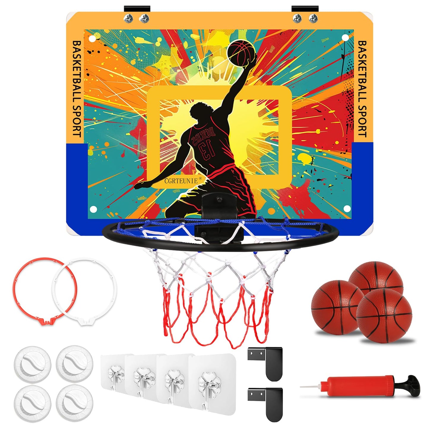 CGRTEUNIE Indoor Basketball Hoop for Kids, 40x30cm Backboard