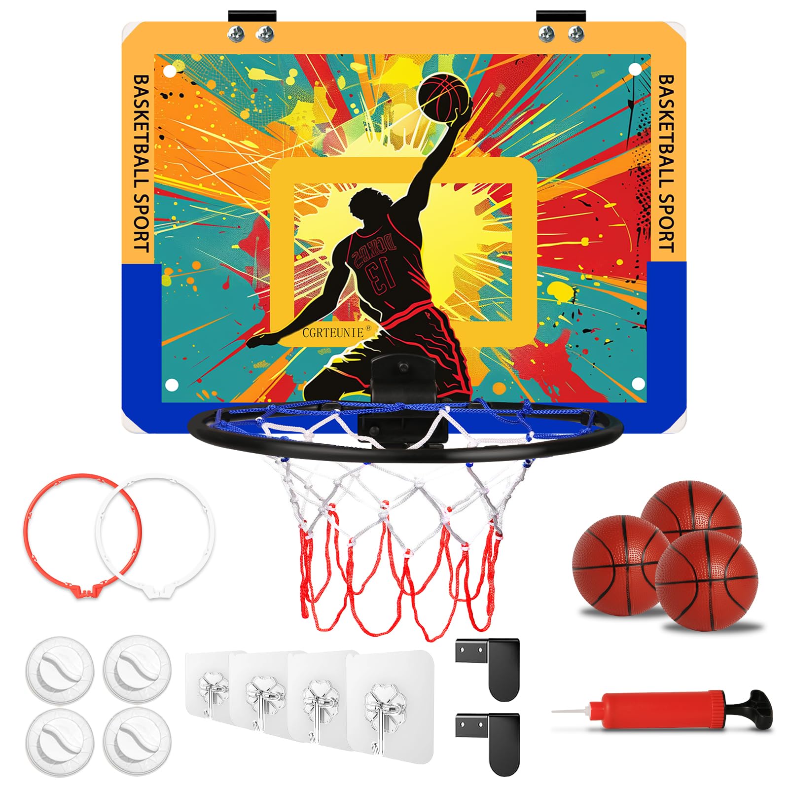 CGRTEUNIE Indoor Basketball Hoop for Kids, 40x30cm Backboard