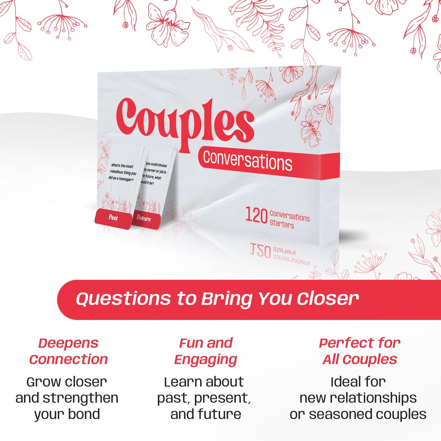 Couples Conversations Card Game - Stocking Stuffer for Boyfriend or Girlfriend | Questions About Past, Present, and Future