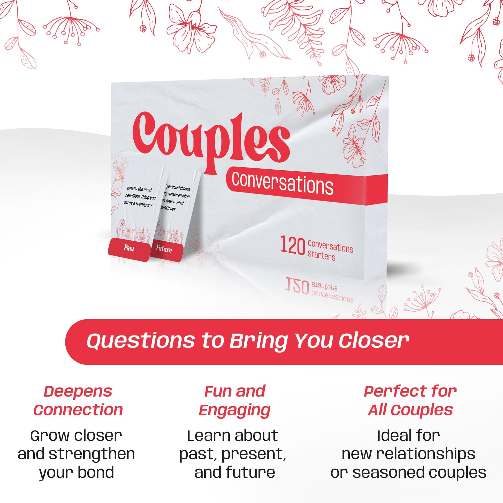 Couples Conversations Card Game - Stocking Stuffer for Boyfriend or Girlfriend | Questions About Past, Present, and Future