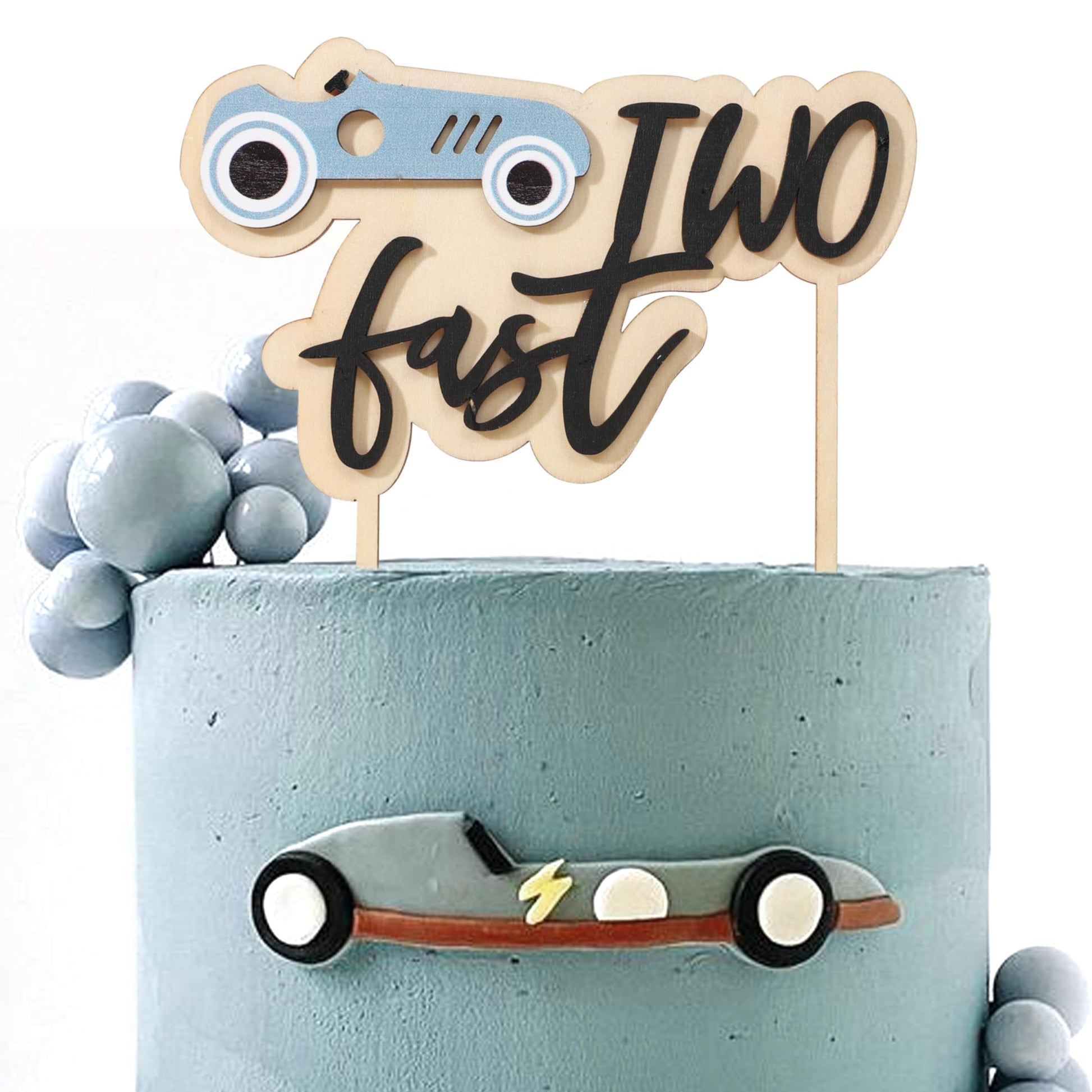 Two Fast Birthday Cake Topper,Wood Race Car Cake Topper,Racing Birthday