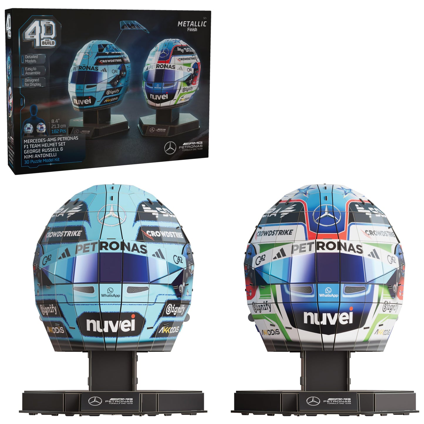 4D Build Mercedes-AMG F1 Helmet Set 3D Puzzle Model Kit for Adults