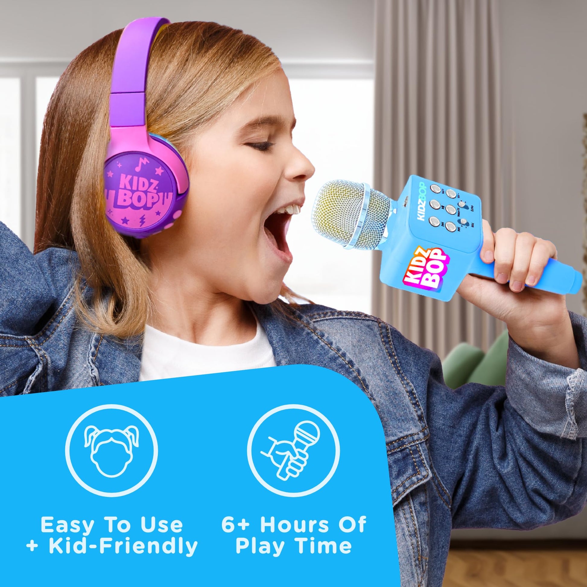 Move2Play, Kidz Bop Karaoke Microphone | The Hit Music Brand for Kids | Toy for Girls & Boys Ages 3, 4, 5, 6, 7, 8+ Years Old | Gift & Birthday