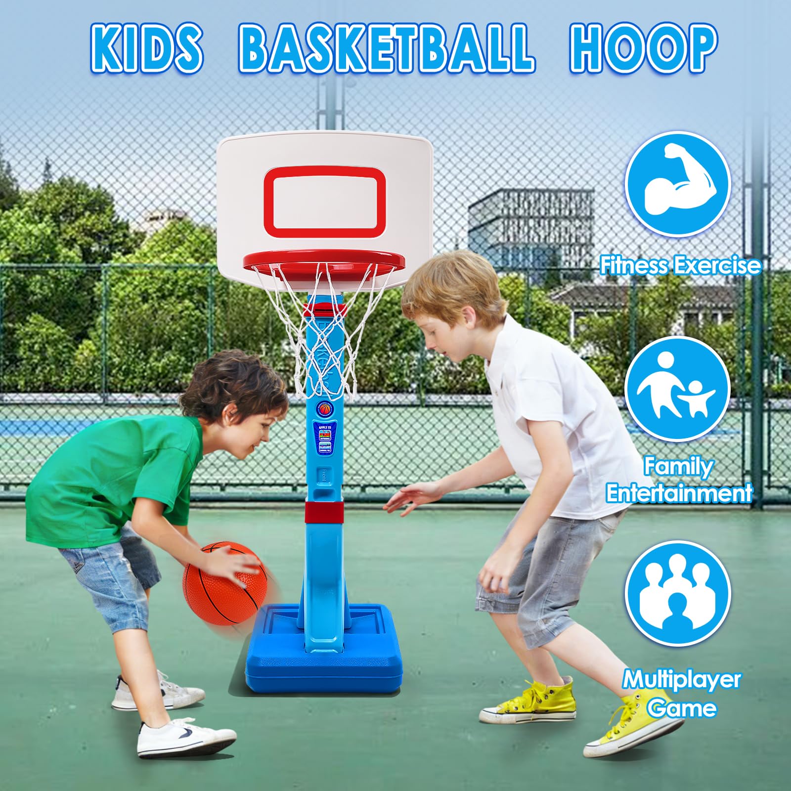 Toddler Basketball Hoop Set, Adjustable Kids Basketball Hoop for Boys Girls