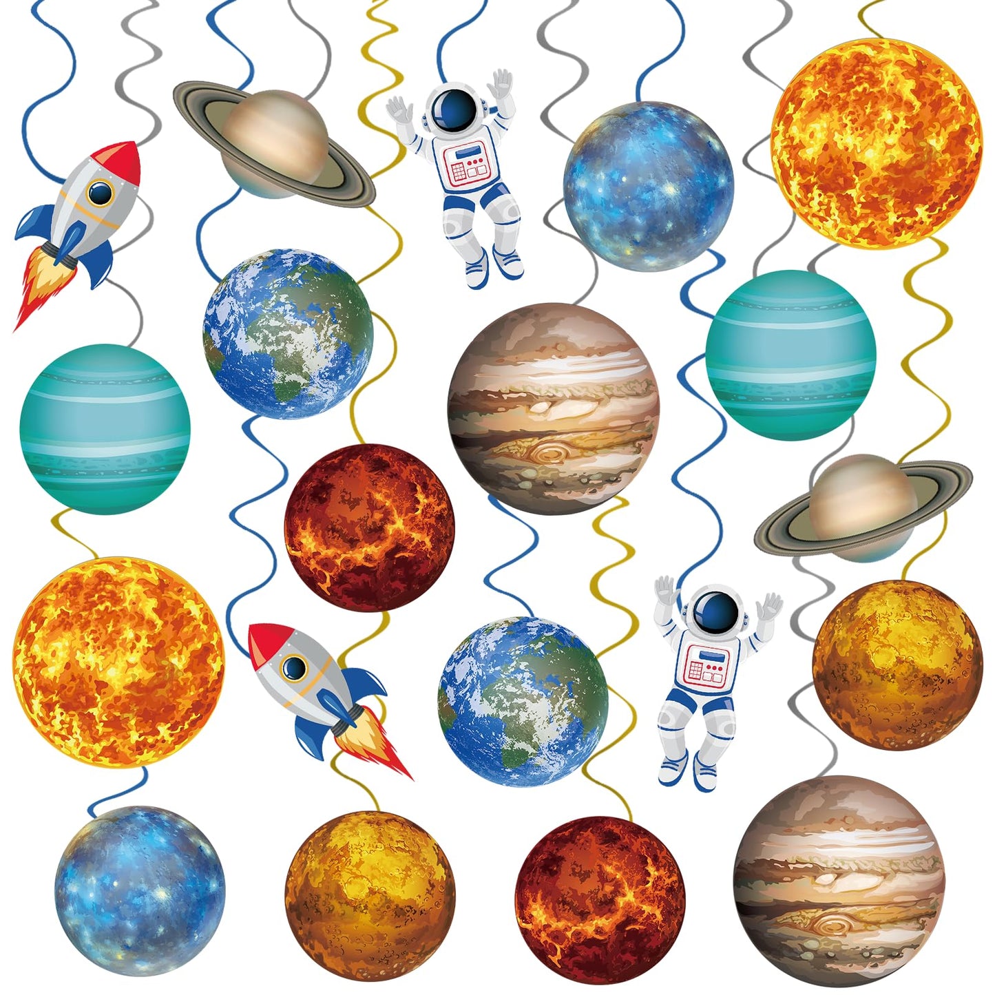 40Pcs Solar System Hanging Swirl Decorations, Outer Space Party Ceiling Hanging Swirls Space Themed Party Swirls Streamers for Space Themed Birthday