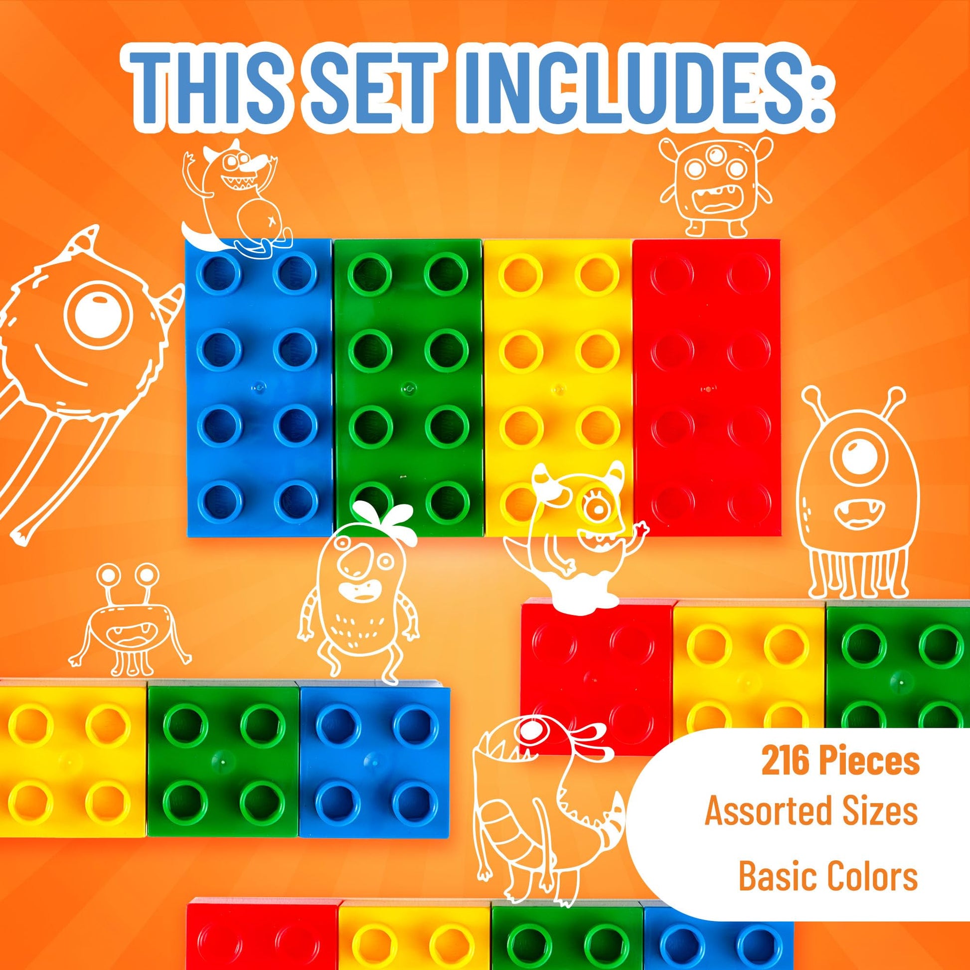 Strictly Briks Building Blocks Starter Kit - Kid Building Toy for Creative Play - Stackable Block Set for Hand-Eye Coordination - Compatible with LEGO