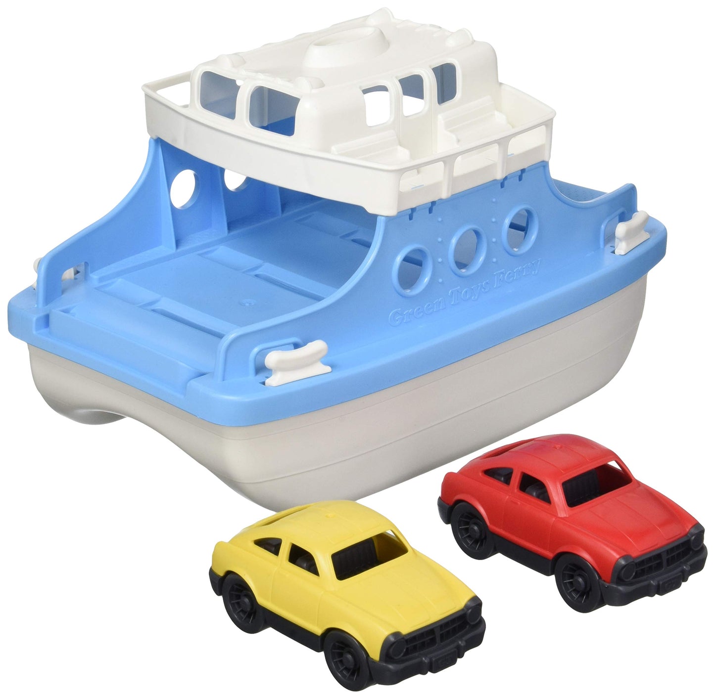 Green Toys Ferry Boat, Blue/White CB - Pretend Play, Motor Skills, Kids Bath Toy Floating Vehicle. No BPA, phthalates, PVC. Dishwasher Safe, Recycled