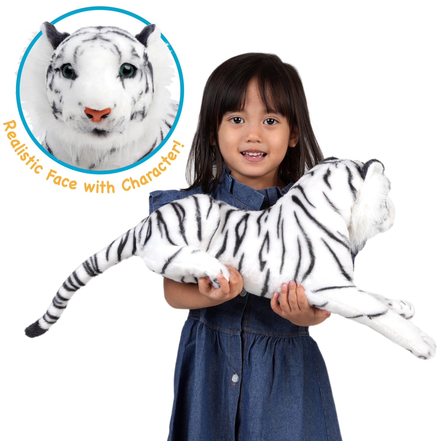 TigerHart Saphed The White Tiger - Squeeze Me! - 17 Inch Stuffed Animal Plush