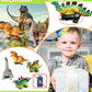 Greingways 4 Pack Dinosaur Pull Back Cars Prefilled Plastic Easter Eggs with Toys Inside Filled, Toddler Easter Basket Stuffers Egg Fillers Montessori