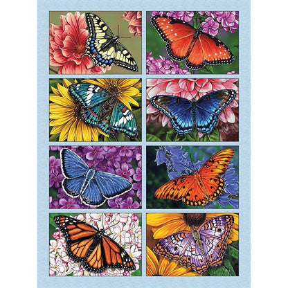Bits and Pieces - Large 300 Piece Jigsaw Puzzle for Adults - Butterflies and Blooms, Butterflies, Quilt - by Artist Marilyn Barkhouse - Jigsaw Puzzle