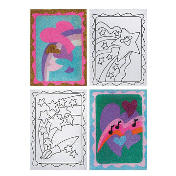 S&S Worldwide Unfinished Sand Art Boards for Creating Sand Pictures, Great for Kids and All Ages, 3 Each of 4 Hearts & Stars Designs, 5" x 7" Pack