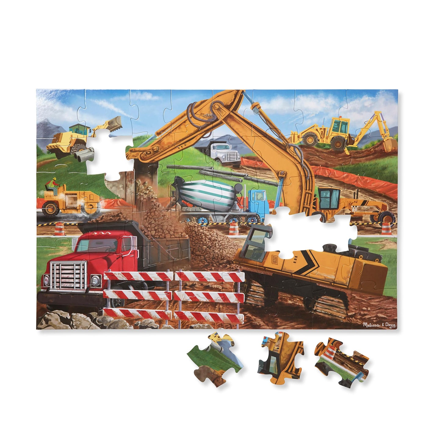 Melissa & Doug Building Site Floor Puzzle, 48 pc Jumbo Jigsaw Puzzle, Educational Screen Free Activity for Toddler, Preschoolers and Kids Ages 3+ (2 x