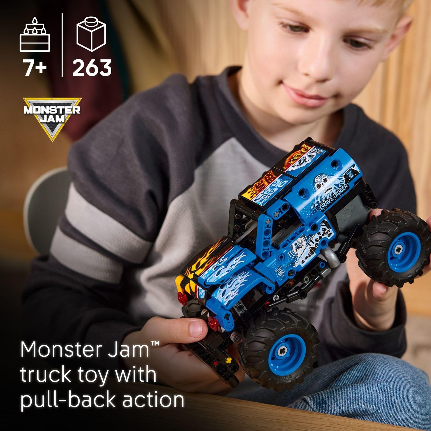 LEGO Technic Monster Jam Grave Digger Fire and Ice Building Toy for Boys & Girls - Monster Truck Toy W/Pull-Back Racing Action for Kids, Ages 7+