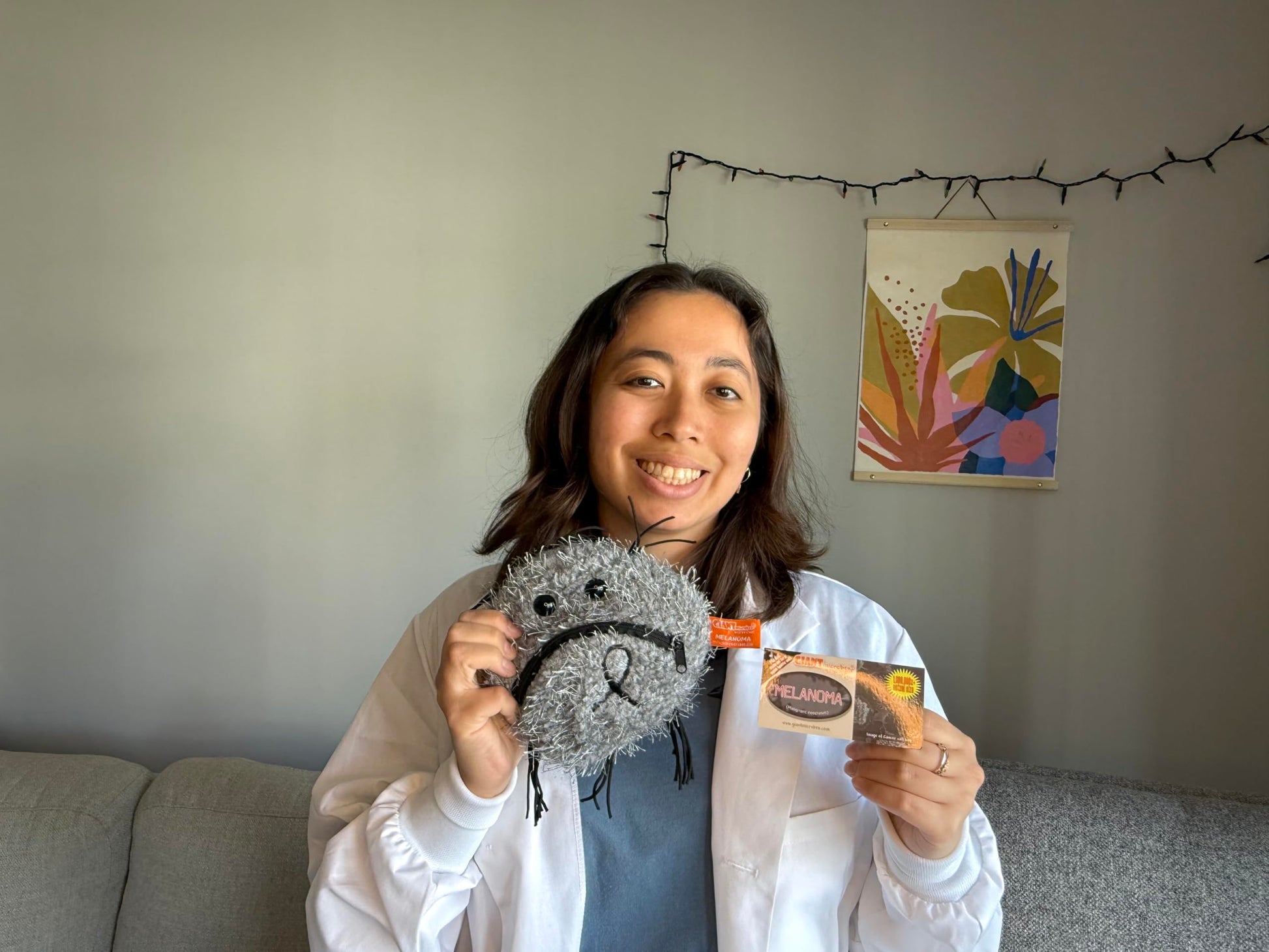 GIANT MICROBES Melanoma Plush, Transforms to Healthy Cell, Inspirational Comfort & Recovery Gift for Chemo Patients, Cancer Care Gifts, Child Life