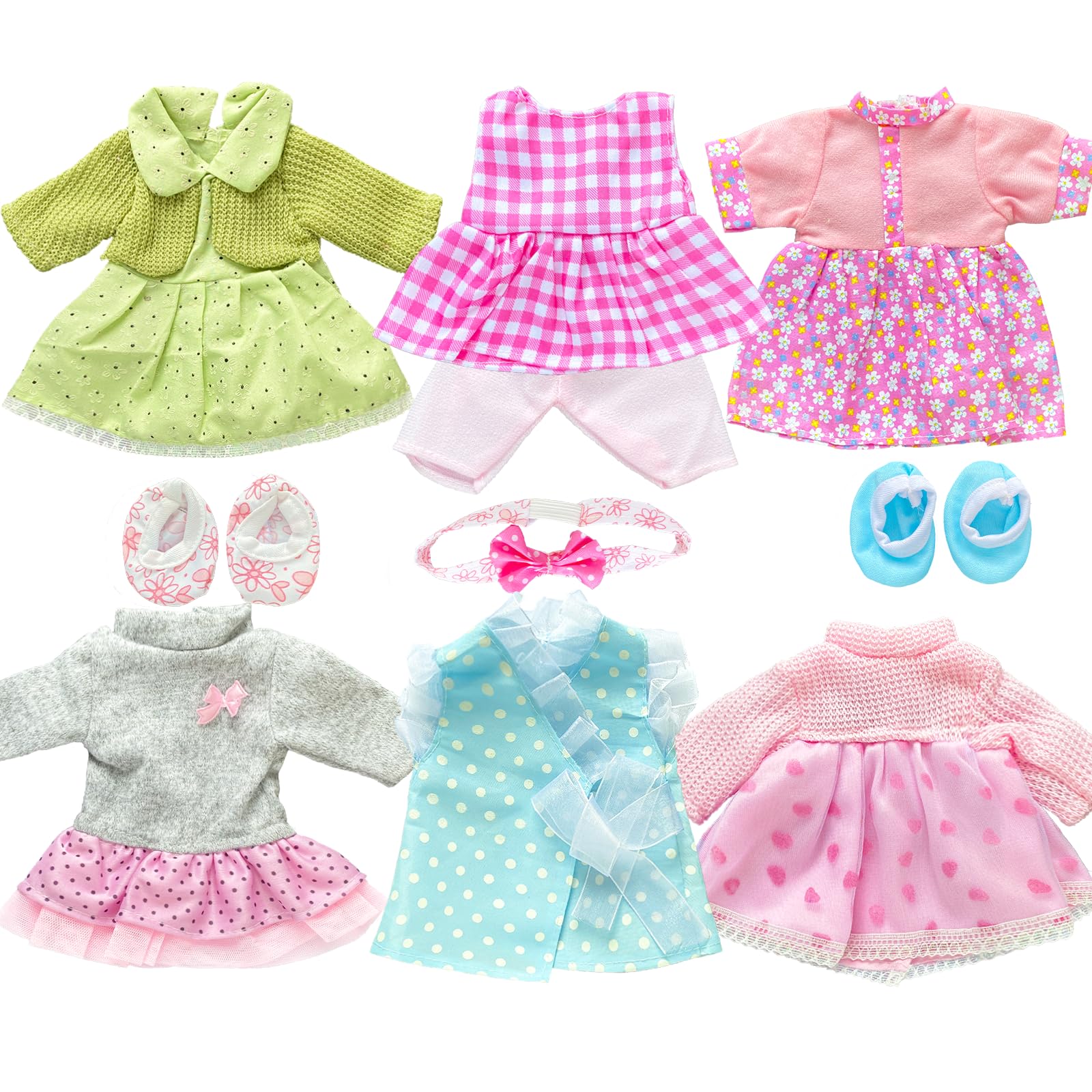 JING SHOW BUSSINESS 6 Sets Baby Girl Doll Clothes Dress for 10-12 Inch Doll Outfits Accessories for Baby Dolls Girl