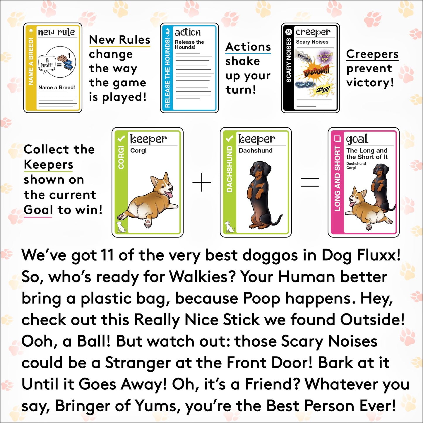 Looney Labs Dog Fluxx Card Game - Playful Dog Themed Family Card Game with Ever Changing Rules