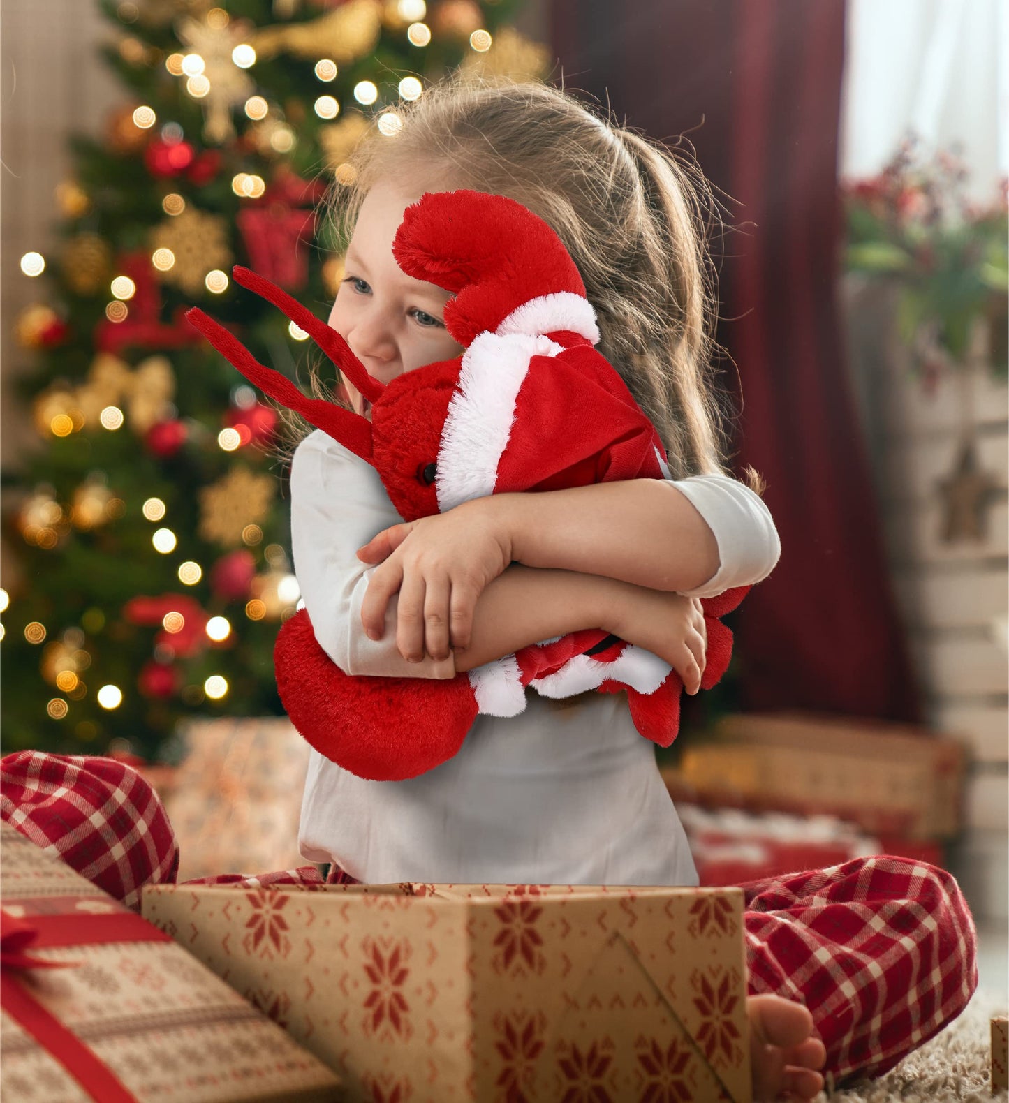 DolliBu Santa Red Lobster Stuffed Animal Plush Toy - Super Soft Ocean Life Animal Dress Up with Red Santa Claus Outfit, Cute Ocean Life Gift, Perfect