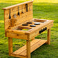 Noble Toys XL Cedar Outdoor Mud Kitchen Centered with Backsplash and Stovetop for Toddlers Kids | Pretend Play Table | Sensory Table | Outside Playset