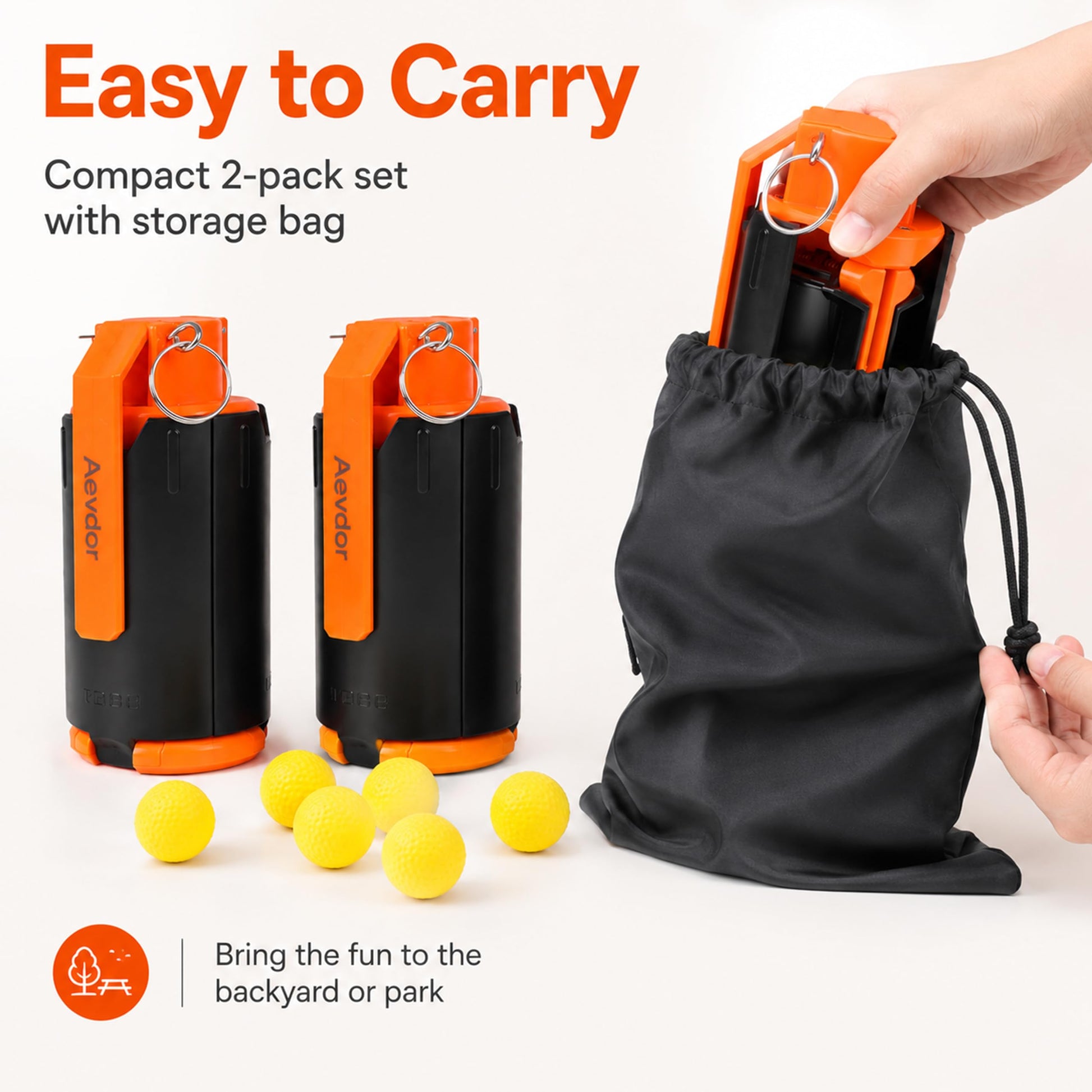 Aevdor 2 Pack Refillable Toy Grenade Set with 30 Foam Balls