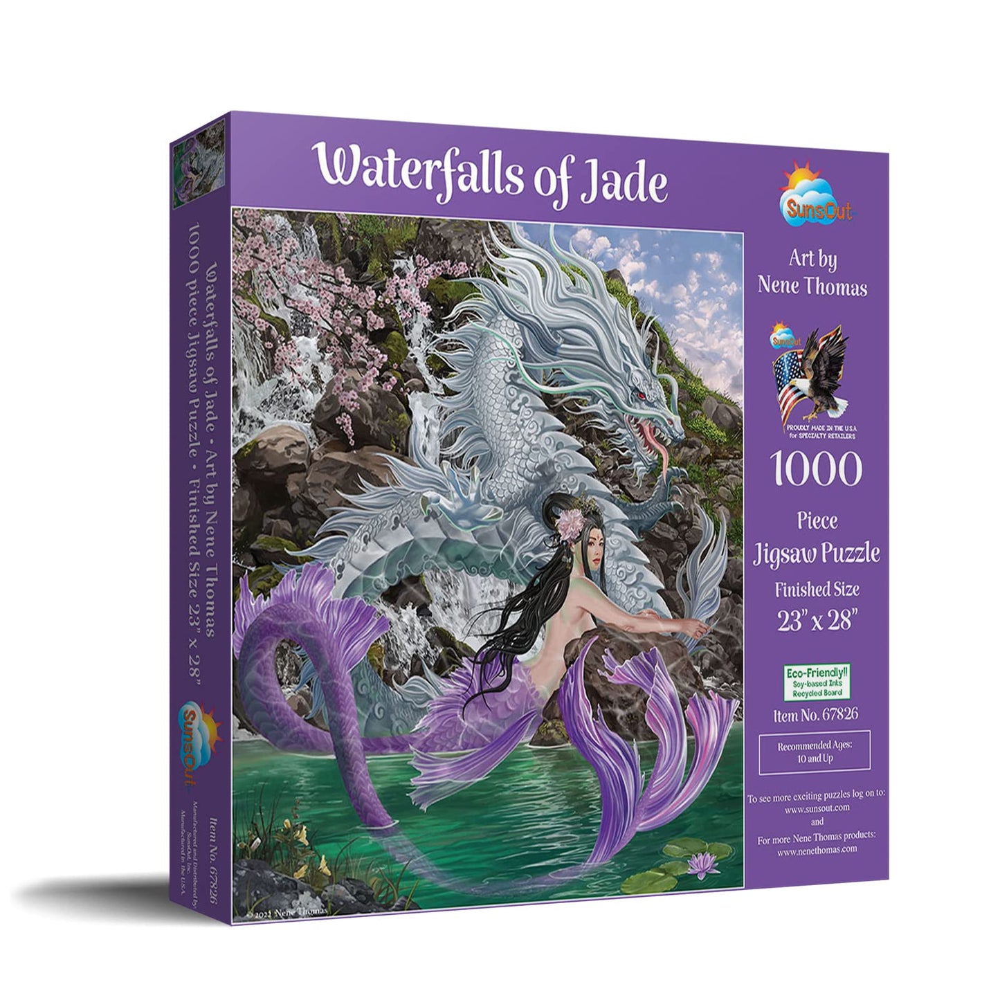 SUNSOUT INC - Waterfalls of Jade - 1000 pc Jigsaw Puzzle by Artist: Nene Thomas - Finished Size 19" x 30" Fantasy - MPN# 67826