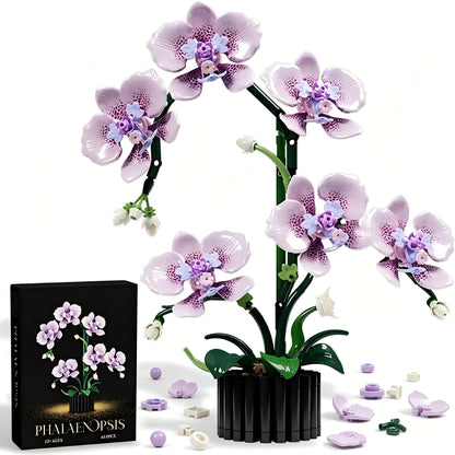 Purple Phalaenopsis Building Blocks Set,619PCS Orchid Model Kit,Birthday Gift Compatible with Lego Flowers for Adults Women Girls Boys Age 14+