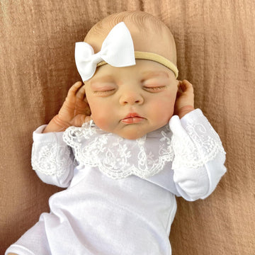 GUESSBELLY Vinyl Limbs Cloth Body 48 CM 19inch Reborn Baby Doll Baby Lifelike Doll Toy Birthday Gift Play House Toy (Sleeping Baby Doll)