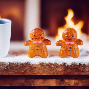 20 PCS Miniature Gingerbread Man Figures, Christmas Resin Cabochons for Holiday Crafts, Tiny Fake Cookies for Dollhouse Bakery & Festive Diorama Decor