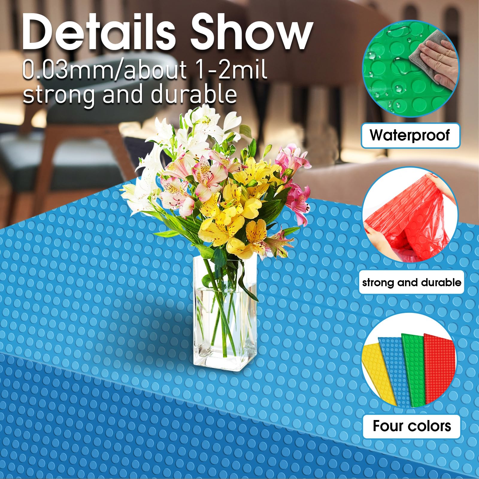 GuoZhiXin 4PCS Building Block Plastic Tablecloths, Disposable Party Table Cloths? Colorful Building Block Birthday Supplies for Kids Birthday Baby