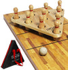 YDDS Shuffleboard Bowling Pin Set with 10 Pcs Premium Hardwood Bowling Pins Durabel Triangular Pinsetter Resin Bowling Ball and Carrying Bag, Fun