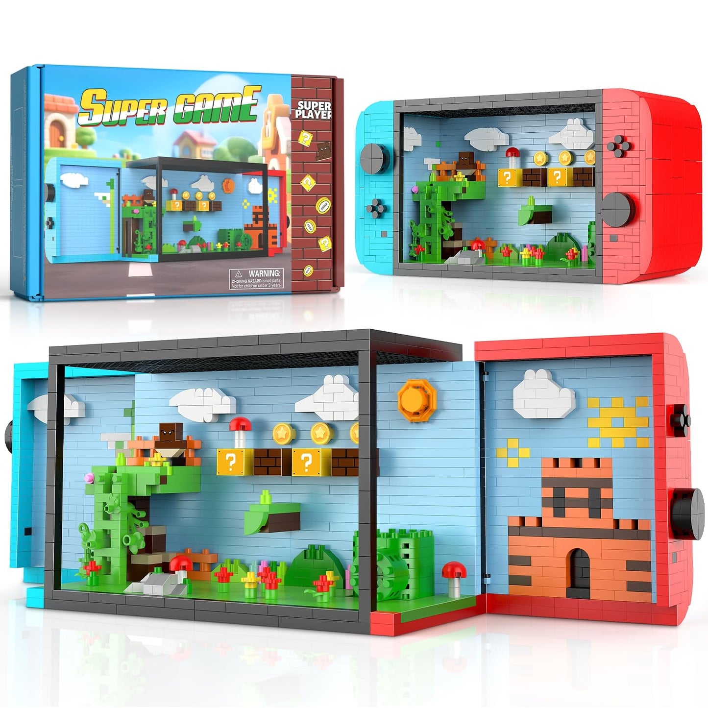 Vziimo Super Player Game Building Sets,Cool Building Blocks Kits for Adults, Openable and Closed 3D Anime Scene Model Creative Idea Gift for Teens 14+