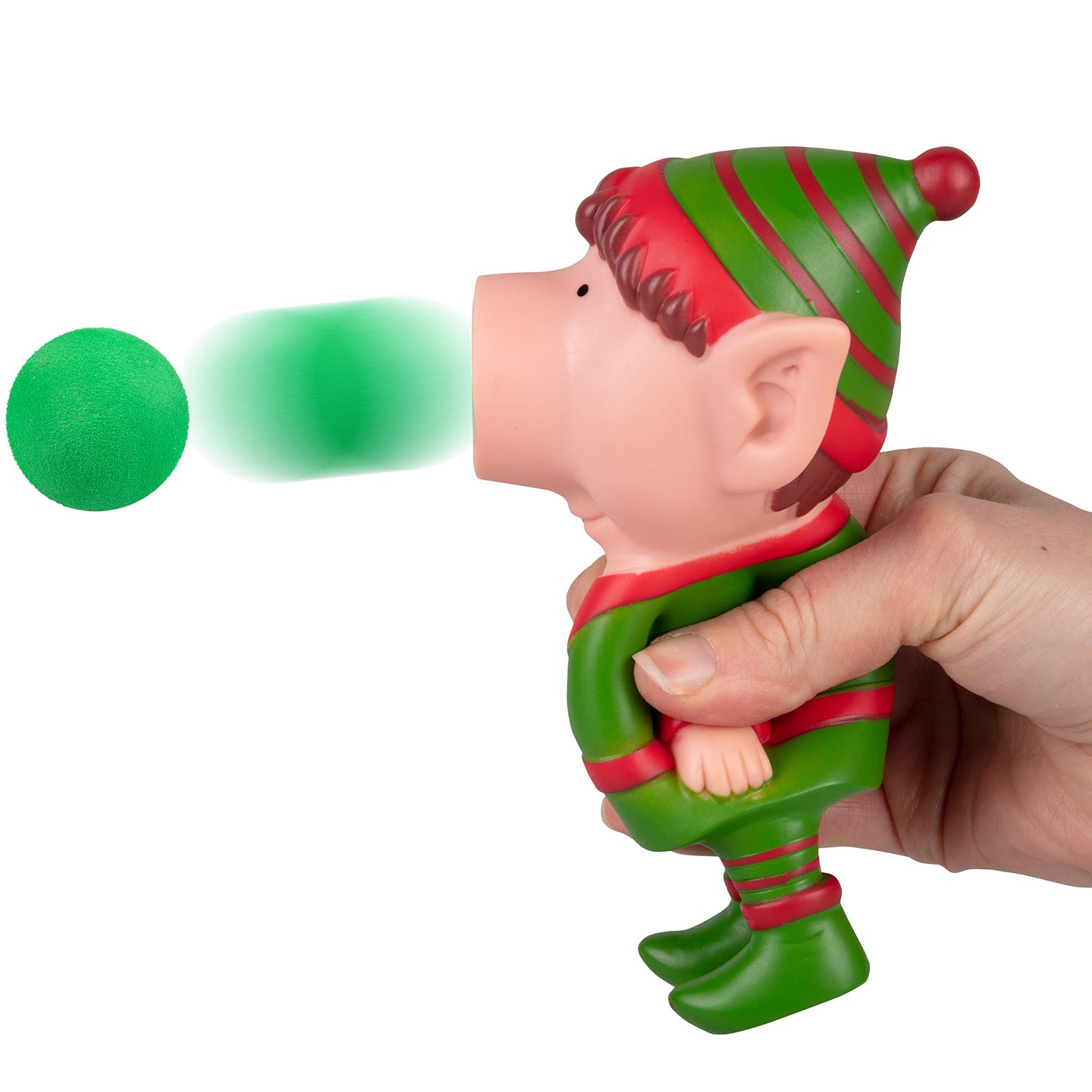 Hog Wild Christmas Elf Ball Popper Toy - Holiday Stocking Stuffer Includes 4 Soft Foam Balls - Squeeze to Pop Air Powered Balls Up to 20 Feet -