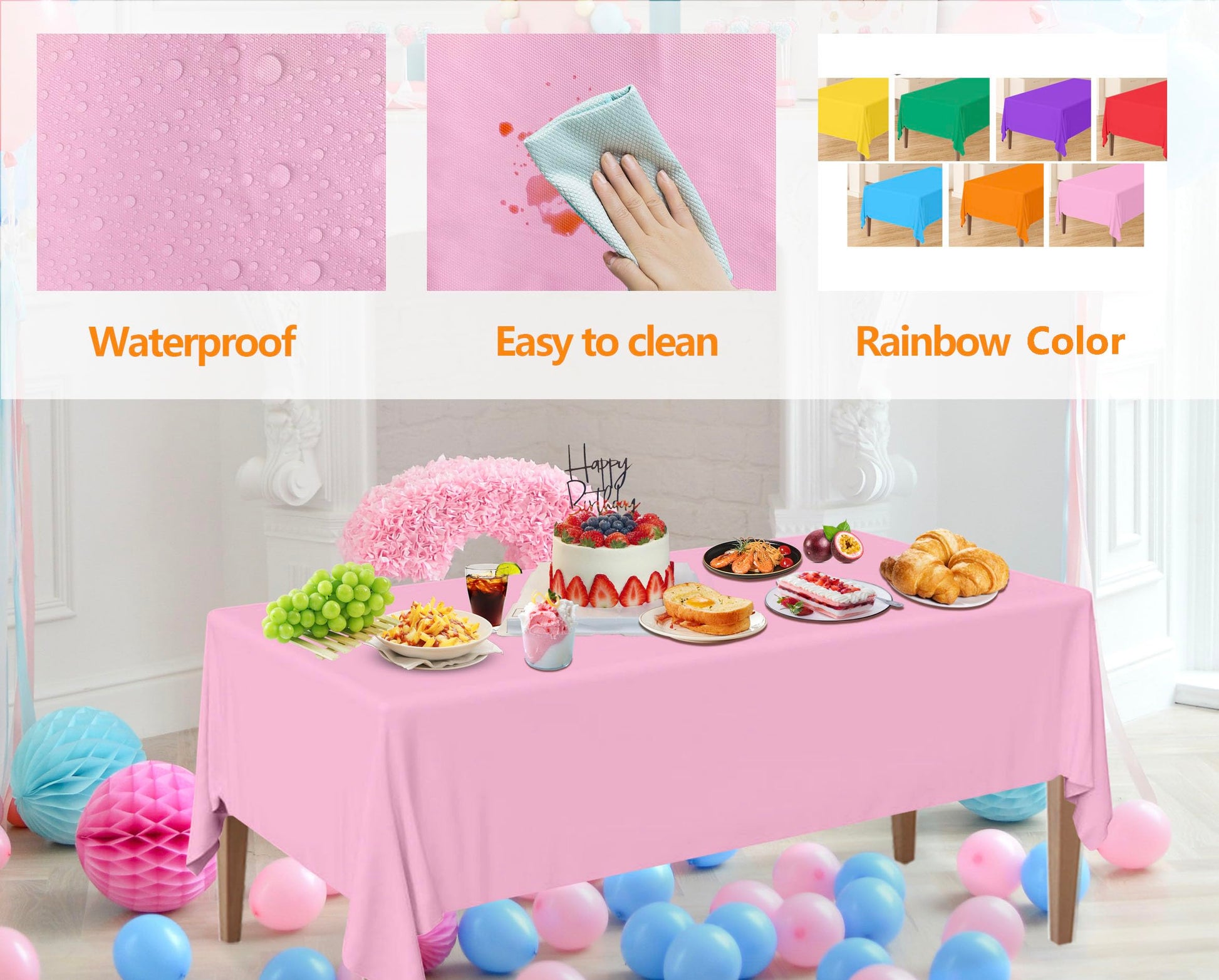 CUUSNNY 14 Packs Disposable Rectangle Plastic Tablecloths, 54x108 Inch