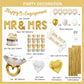 Engagement Party Decorations Set, Gold and White Balloon, MR & MRS Balloons with Foil Backdrop, Cake Toppers and Banners,Sash