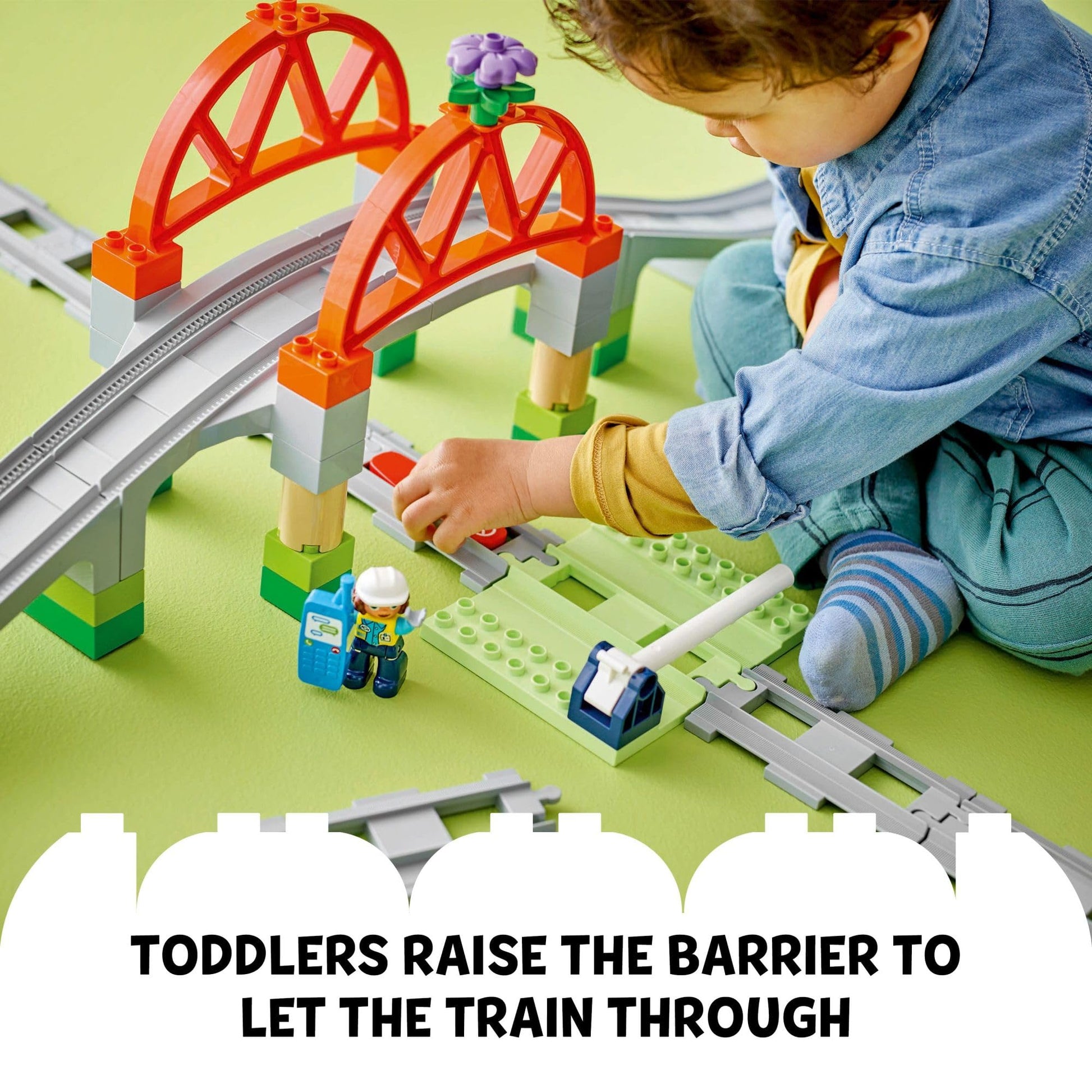 LEGO DUPLO Town Train Bridge and Tracks Expansion Set - 10 Extra Pieces of Train Tracks - Preschool and Toddler Train Set, Ages 2+ - Building Toy for