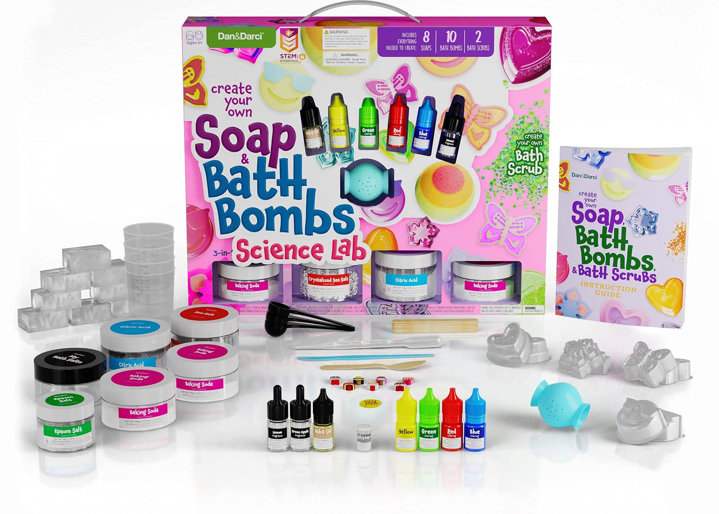 Dan&Darci Soap & Bath Bomb Making Kit for Kids, 3-in-1 Spa Science Kits, Craft Gifts for Girls & Boys Age 6-12 Year Old Girl Crafts: DIY Experiment