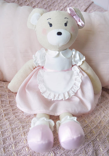 Inspired by Jewel Clover the Bear - Premium Plush Teddy (19”) | Gift-Ready Stuffed Animal with Tulle Skirt & Bow | Handmade Keepsake Doll for Kids