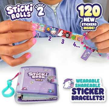 STICKI Rolls Sticki Book - The Original Wearable Shareable Toy Sticker Bracelet + Collection Book | Includes 120 Mini Stickers | Over 1000 Fun Sticker