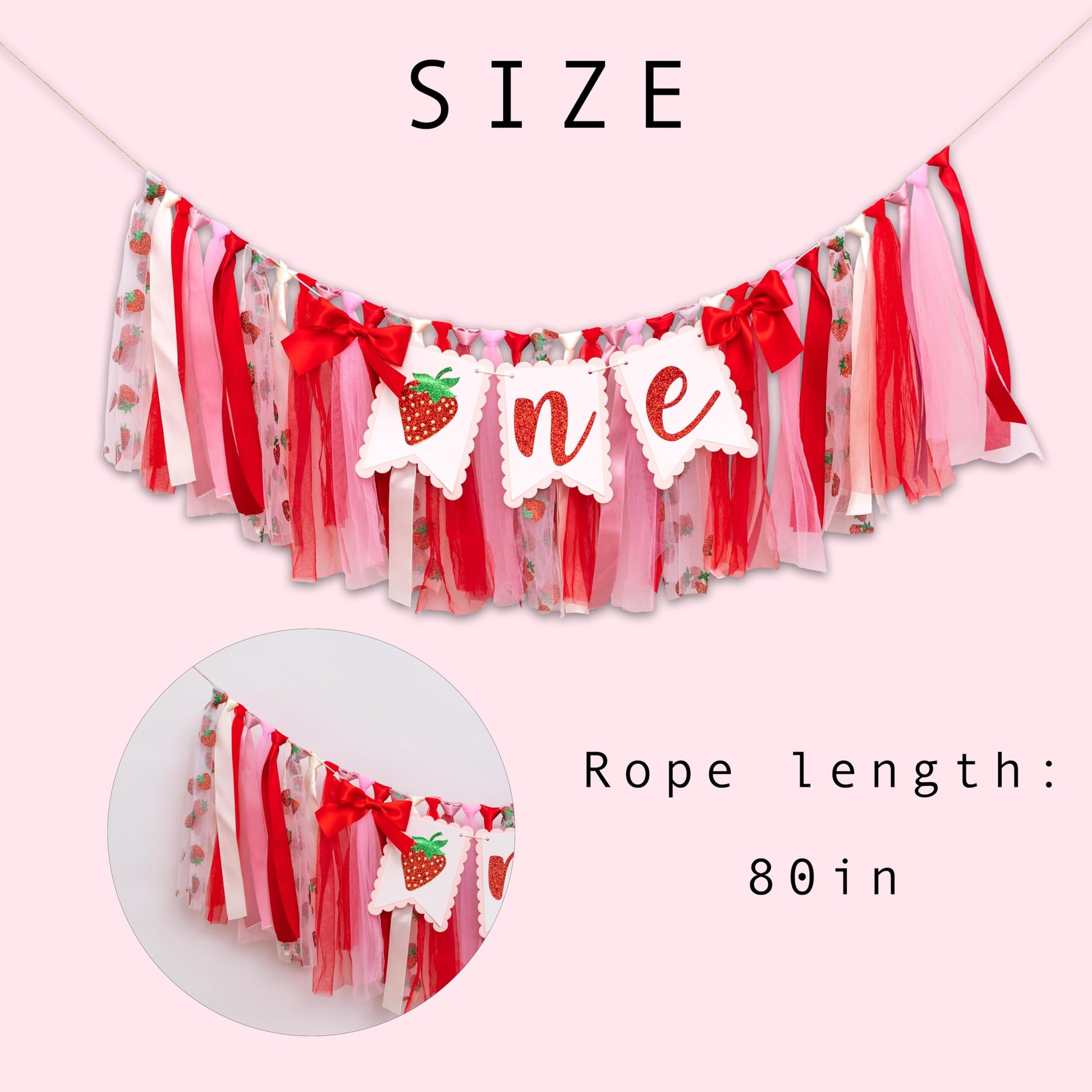 GIOGUK Strawberry First Birthday High Chair Banner Berry Birthday Banner