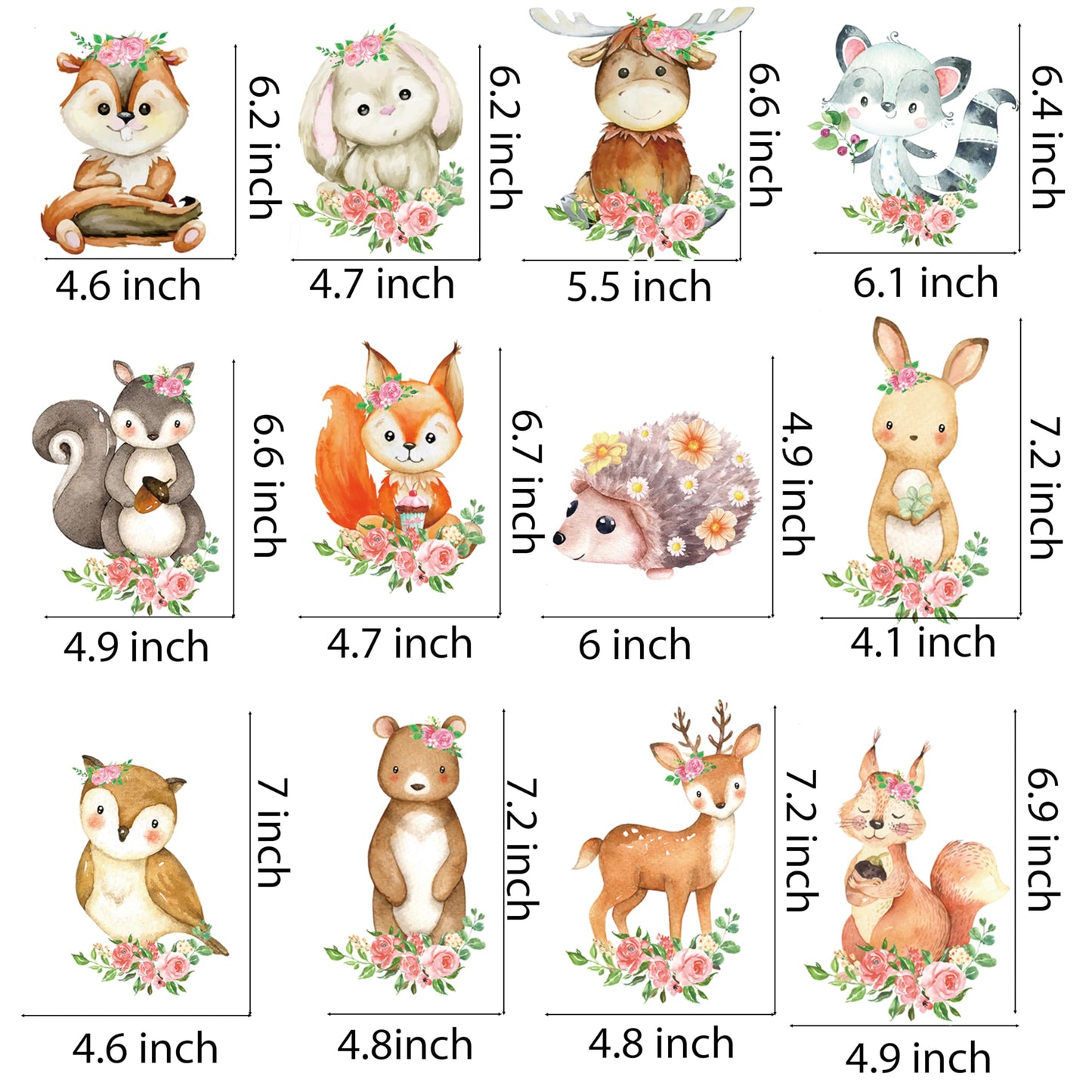 Woodland Party Centerpieces Decoration 24pcs Floral Woodland Animal Table Toppers for Woodland Baby Shower Centerpieces Decoration Forest Animal