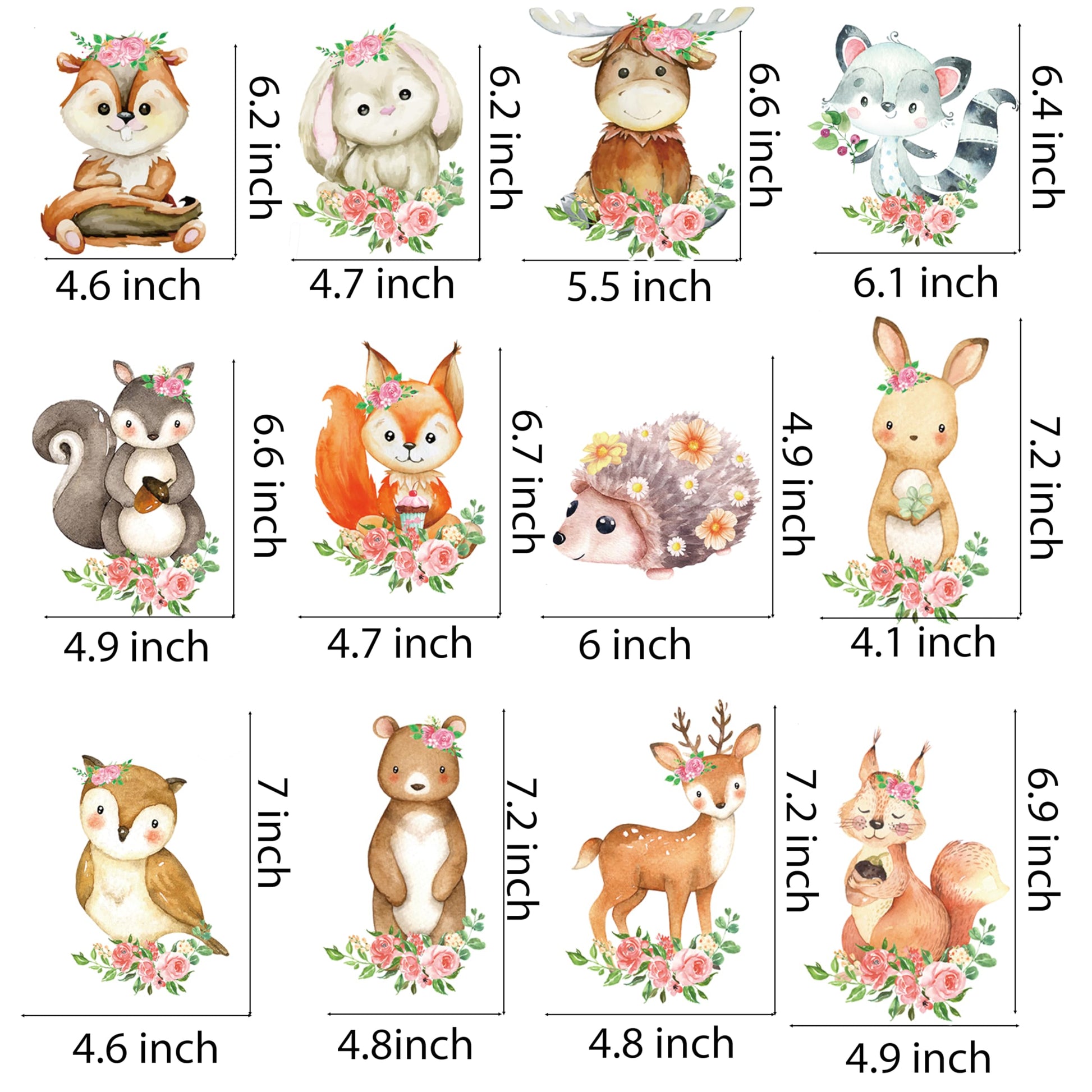 Woodland Party Centerpieces Decoration 24pcs Floral Woodland Animal Table Toppers for Woodland Baby Shower Centerpieces Decoration Forest Animal
