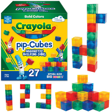 Crayola Bold Magnetic PIP Cubes, Mini Magnetic Blocks Playset, STEM & Montessori Building & Educational Toys for Kids, Travel Toys for Boys and Girls